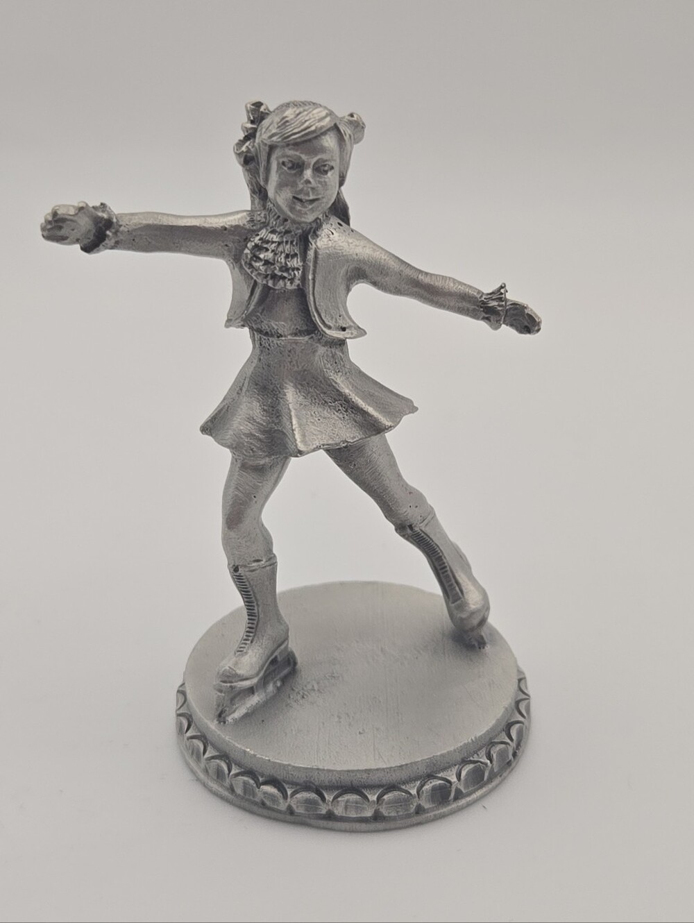 Vintage Blackinton Pewter Ice Skating Girl Figurine 2.25” Collectable